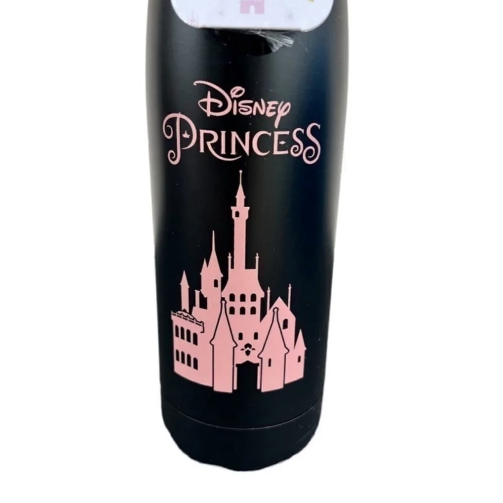 Disney Princess Black & Pink Thermal Water Bottle 17oz – Stainless Steel – NEW! - Picture 3 of 11